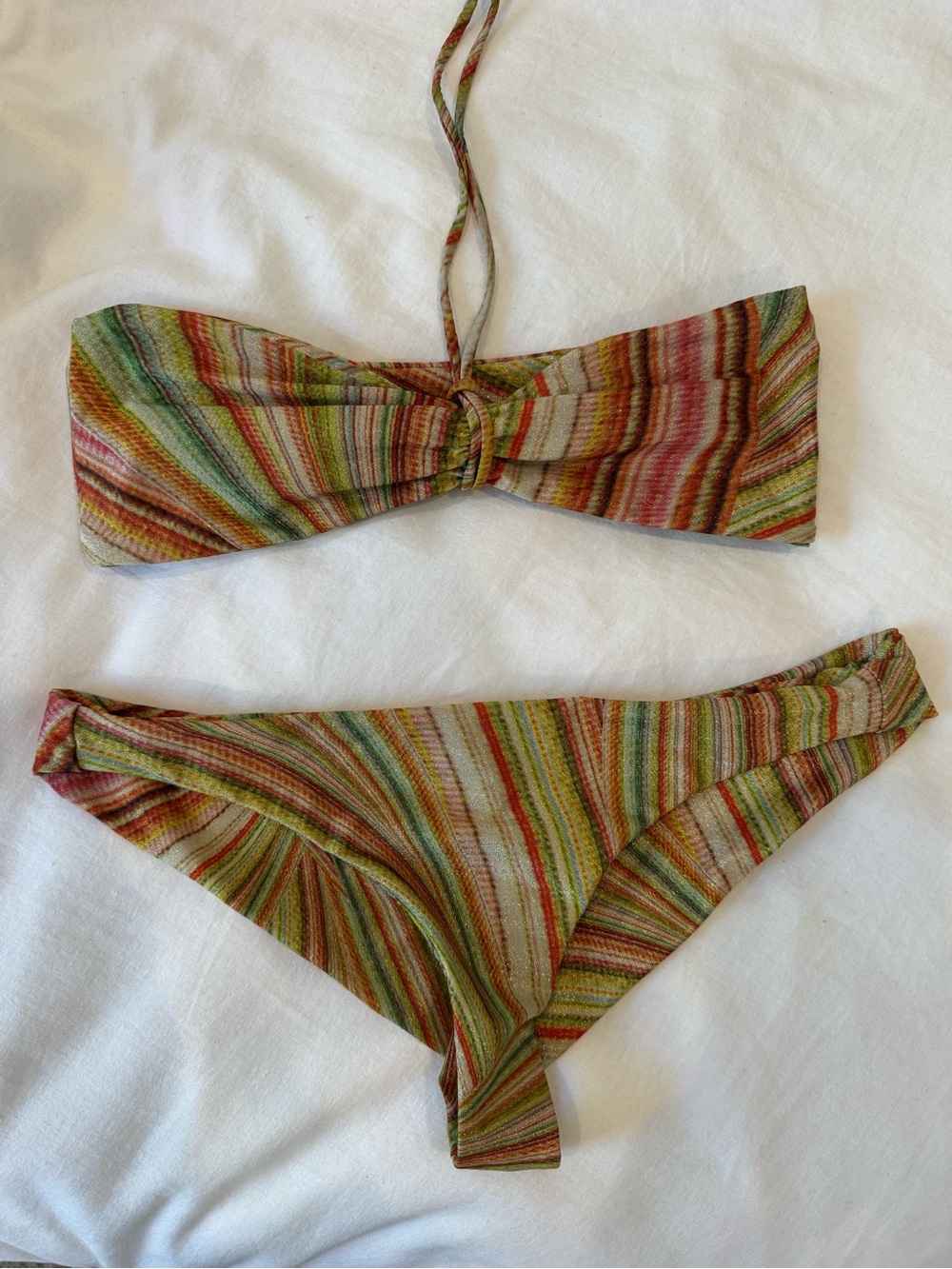 Limited Edition Frankie's Bikinis Multicolor Sparkle Striped Swimwear